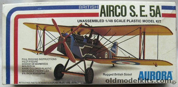 Aurora 1/48 Airco SE-5A Scout - Revised Molds - Major J.B. McCudden V.C. No. 56 Sq / No. 600 Sq Summer of 1917, 755 plastic model kit